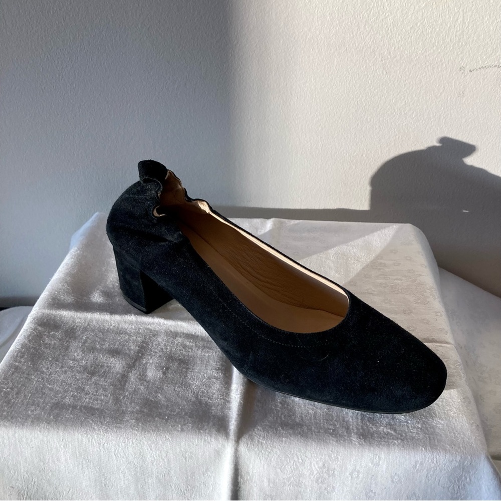 Everlane Day Heel, Black Suede